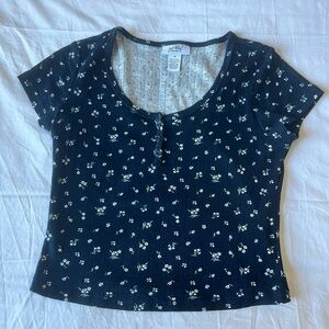 Navy Floral baby tee
